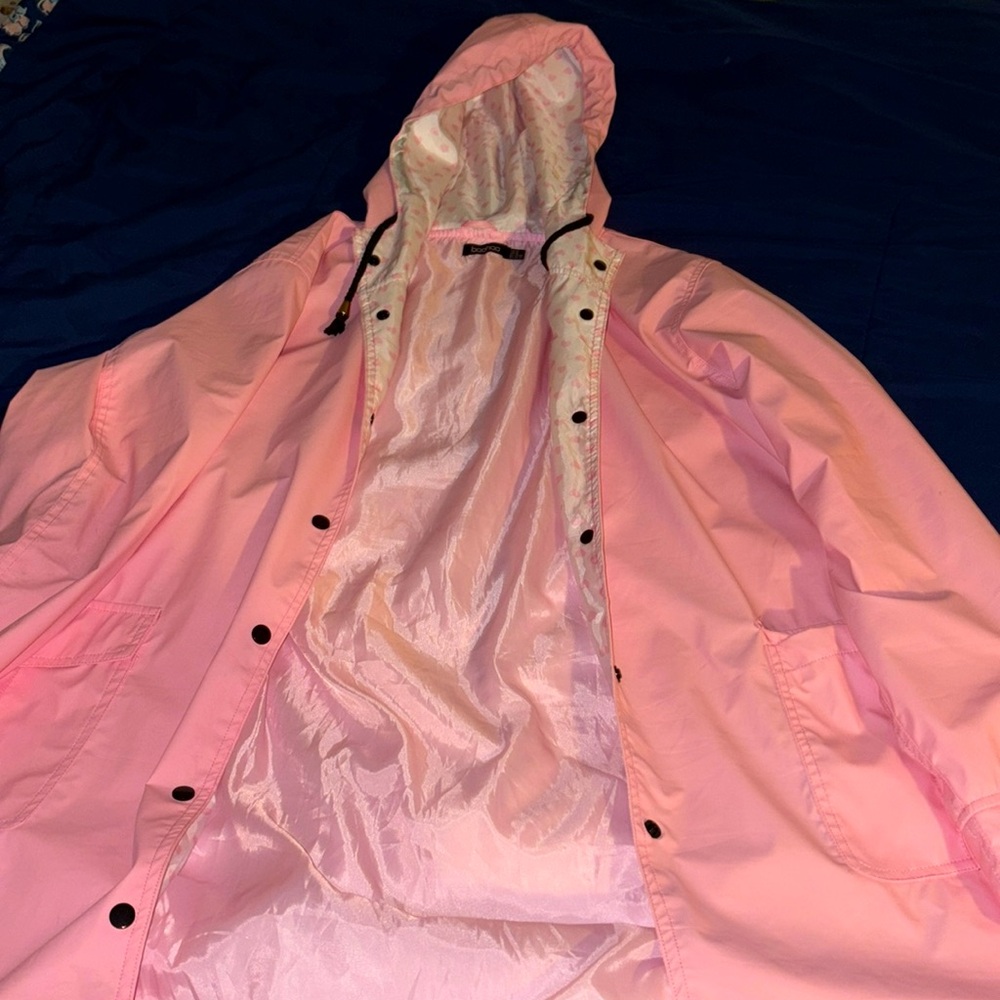 boohoo pink rain jacket